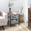Set of 2 Nightstands – Wood and Metal – Hazelnut Brown – Adjustable Mesh Shelves