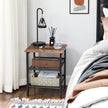 Set of 2 Nightstands – Wood and Metal – Hazelnut Brown – Adjustable Mesh Shelves