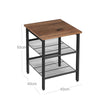 Set of 2 Nightstands – Wood and Metal – Hazelnut Brown – Adjustable Mesh Shelves