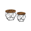 Coffee Table Set – Steel Frame – Rustic Brown and Black – Set of 2 Side Tables