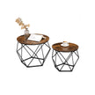 Coffee Table Set – Steel Frame – Rustic Brown and Black – Set of 2 Side Tables