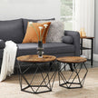 Coffee Table Set – Steel Frame – Rustic Brown and Black – Set of 2 Side Tables