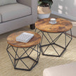 Coffee Table Set – Steel Frame – Rustic Brown and Black – Set of 2 Side Tables