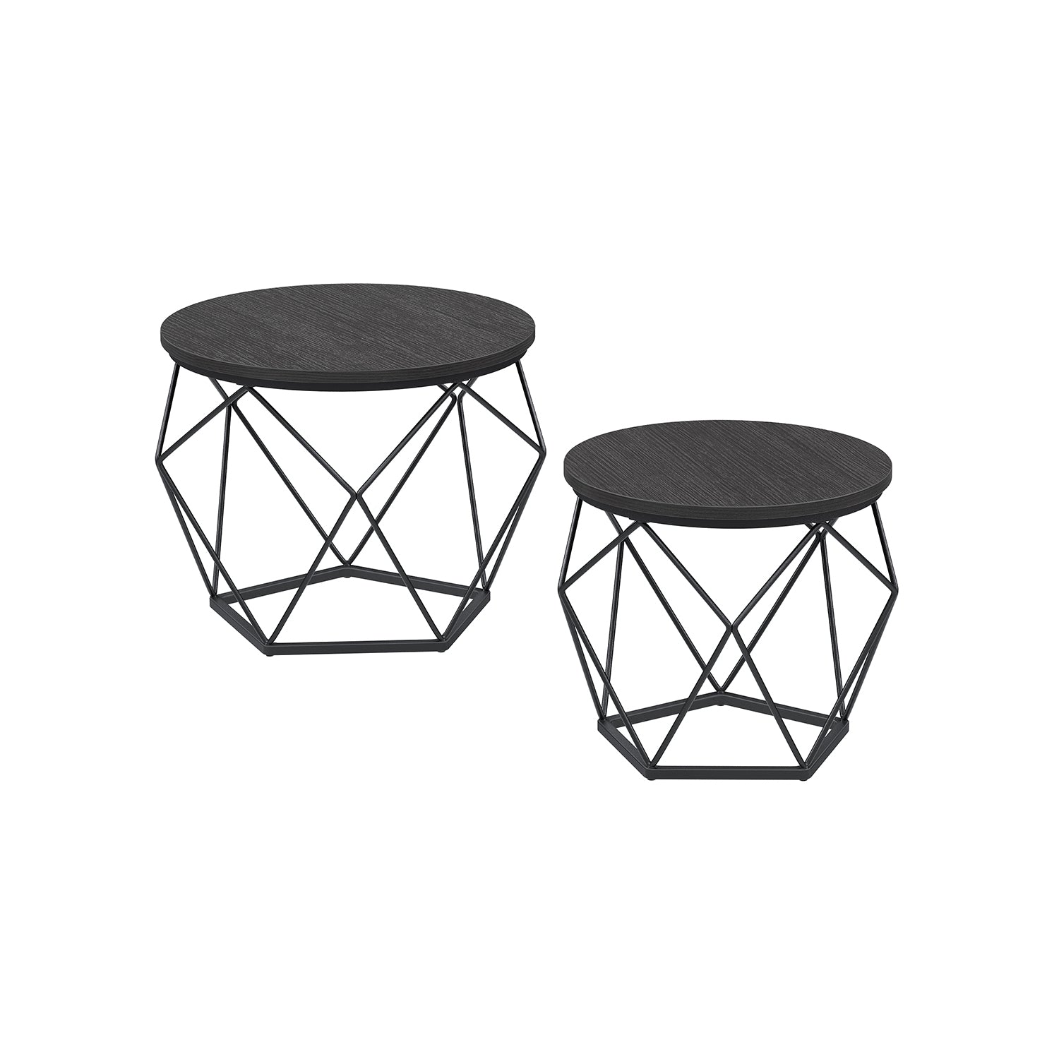 Set of 2 Side Tables – Steel – Black and Rustic Brown – Robust Design