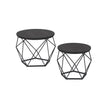 Coffee Table Set – Steel Frame – Rustic Brown and Black – Set of 2 Side Tables