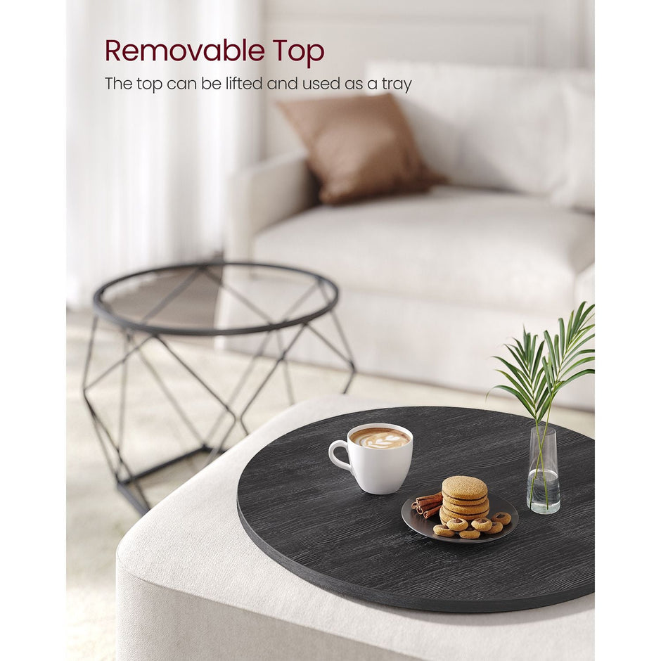Set of 2 Side Tables – Steel – Black and Rustic Brown – Robust Design