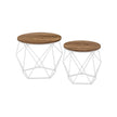 Set of 2 Round Coffee Tables – Steel – Honey Brown and Cloud White – Robust Design
