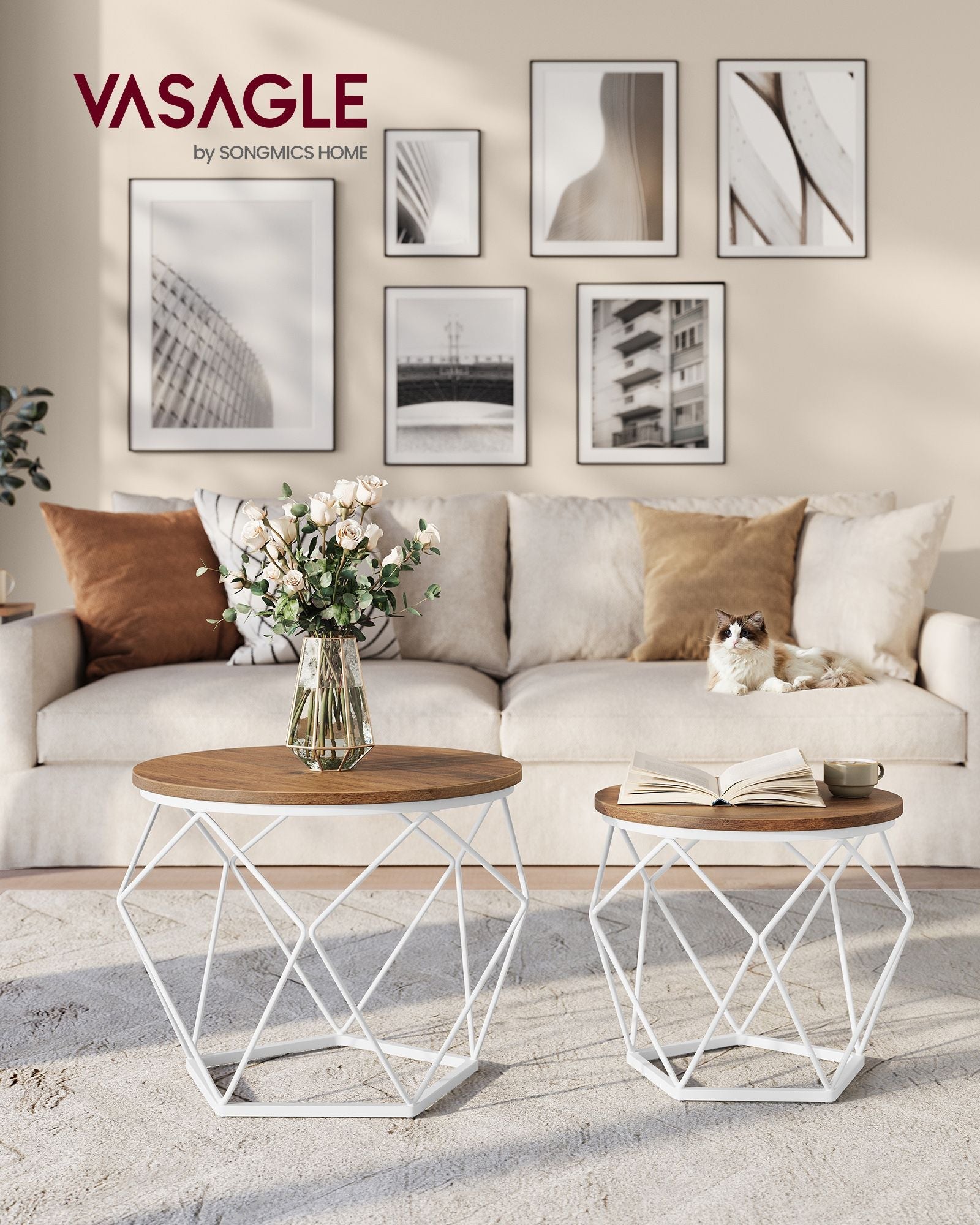Round Coffee Table Set – Steel – Modern – Removable Tabletop