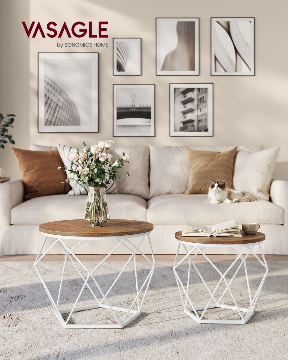 Round Coffee Table Set – Steel – Modern – Removable Tabletop