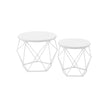 Set of 2 Round Coffee Tables – Steel – Snow White and Cloud White – Robust Design for Living Room and Bedroom