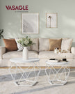 Set of 2 Round Coffee Tables – Steel – Snow White and Cloud White – Robust Design for Living Room and Bedroom