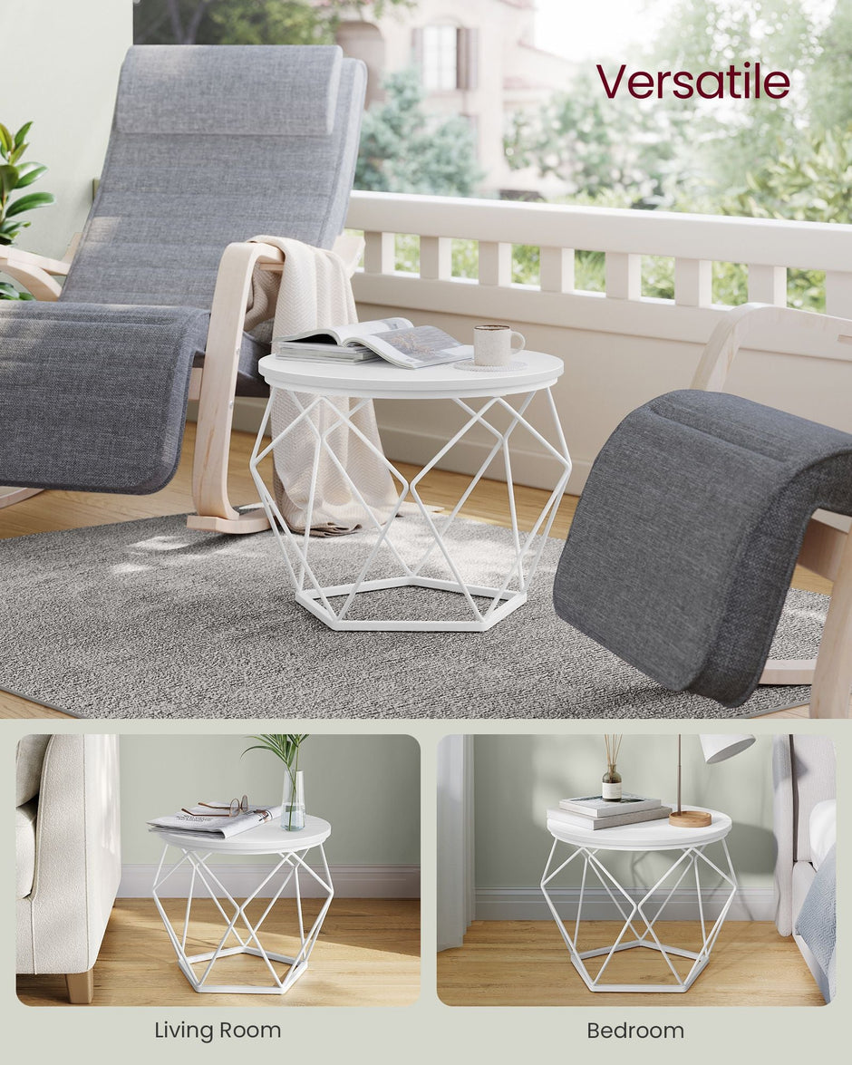 Set of 2 Round Coffee Tables – Steel – Snow White and Cloud White – Robust Design for Living Room and Bedroom