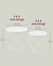 Set of 2 Round Coffee Tables – Steel – Snow White and Cloud White – Robust Design for Living Room and Bedroom