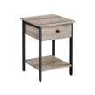 Nightstand – Steel Frame – Hazelnut Brown and Black – With Drawer and Shelf