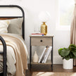 Nightstand – Steel Frame – Hazelnut Brown and Black – With Drawer and Shelf
