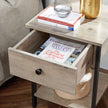Nightstand – Steel Frame – Hazelnut Brown and Black – With Drawer and Shelf