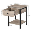 Nightstand – Steel Frame – Hazelnut Brown and Black – With Drawer and Shelf