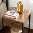 Nightstand – Steel Frame – Hazelnut Brown and Black – With Drawer and Shelf