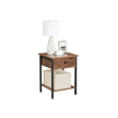 Nightstand – Steel Frame – Hazelnut Brown and Black – With Drawer and Shelf