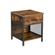 Nightstand – Steel – Rustic Brown and Black – 1 Drawer and Open Compartment