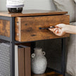 Nightstand – Steel – Rustic Brown and Black – 1 Drawer and Open Compartment