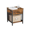 Nightstand – Steel – Rustic Brown and Black – 1 Drawer and Open Compartment