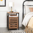 Nightstand – Steel – Hazelnut Brown and Black – 2 Adjustable Shelves, Industrial Style
