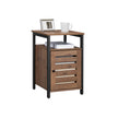 Nightstand – Steel – Hazelnut Brown and Black – 2 Adjustable Shelves, Industrial Style