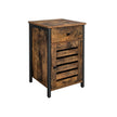 Nightstand – Metal Frame – Rustic Brown and Black – Shutter Door with Storage