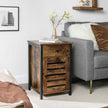 Nightstand – Metal Frame – Rustic Brown and Black – Shutter Door with Storage