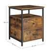 Nightstand – Wood and Metal – Rustic Brown and Black – Open Shelf and 2 Drawers