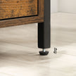 Nightstand – Wood and Metal – Rustic Brown and Black – Open Shelf and 2 Drawers
