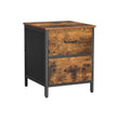 Side Table – Steel Frame – Rustic Brown and Black – 2 Drawers