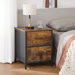 Side Table – Steel Frame – Rustic Brown and Black – 2 Drawers