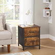 Side Table – Steel Frame – Rustic Brown and Black – 2 Drawers