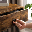 Wooden Nightstand – Rustic Brown – Retro Style – With Drawer and Tapered Legs