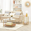 Round Side Table – Tempered Glass – Hazelnut Brown and Gold – Two-Tier Design