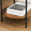 2-Tier Side Table – Steel Frame – Rustic Brown and Black – Movable Tray