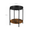 2-Tier Side Table – Steel Frame – Rustic Brown and Black – Movable Tray