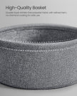 Round Side Table – Wood and Fabric – Ebony Black and Slate Grey – Spacious Design with Basket Storage