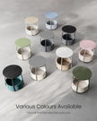 Round Side Table – Wood and Fabric – Ebony Black and Slate Grey – Spacious Design with Basket Storage