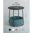 Round End Table – Wood and Fabric – Black with Wood Grain and Dark Turquoise – Spacious Design for Living Room and Bedroom