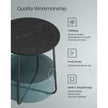 Round End Table – Wood and Fabric – Black with Wood Grain and Dark Turquoise – Spacious Design for Living Room and Bedroom