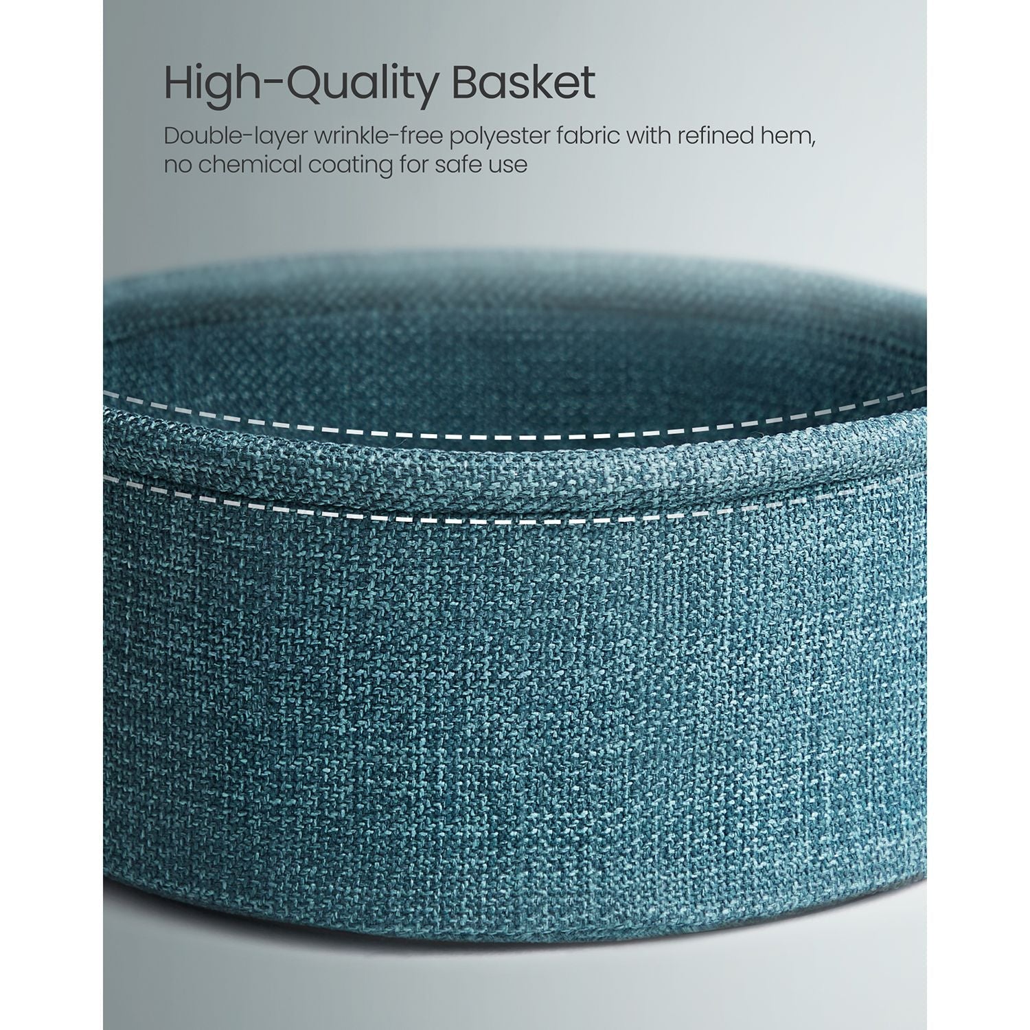 Round End Table – Wood and Fabric – Black with Wood Grain and Dark Turquoise – Spacious Design for Living Room and Bedroom