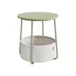 Round Side Table – Fabric – Laurel Green and Cream White – Spacious with Basket