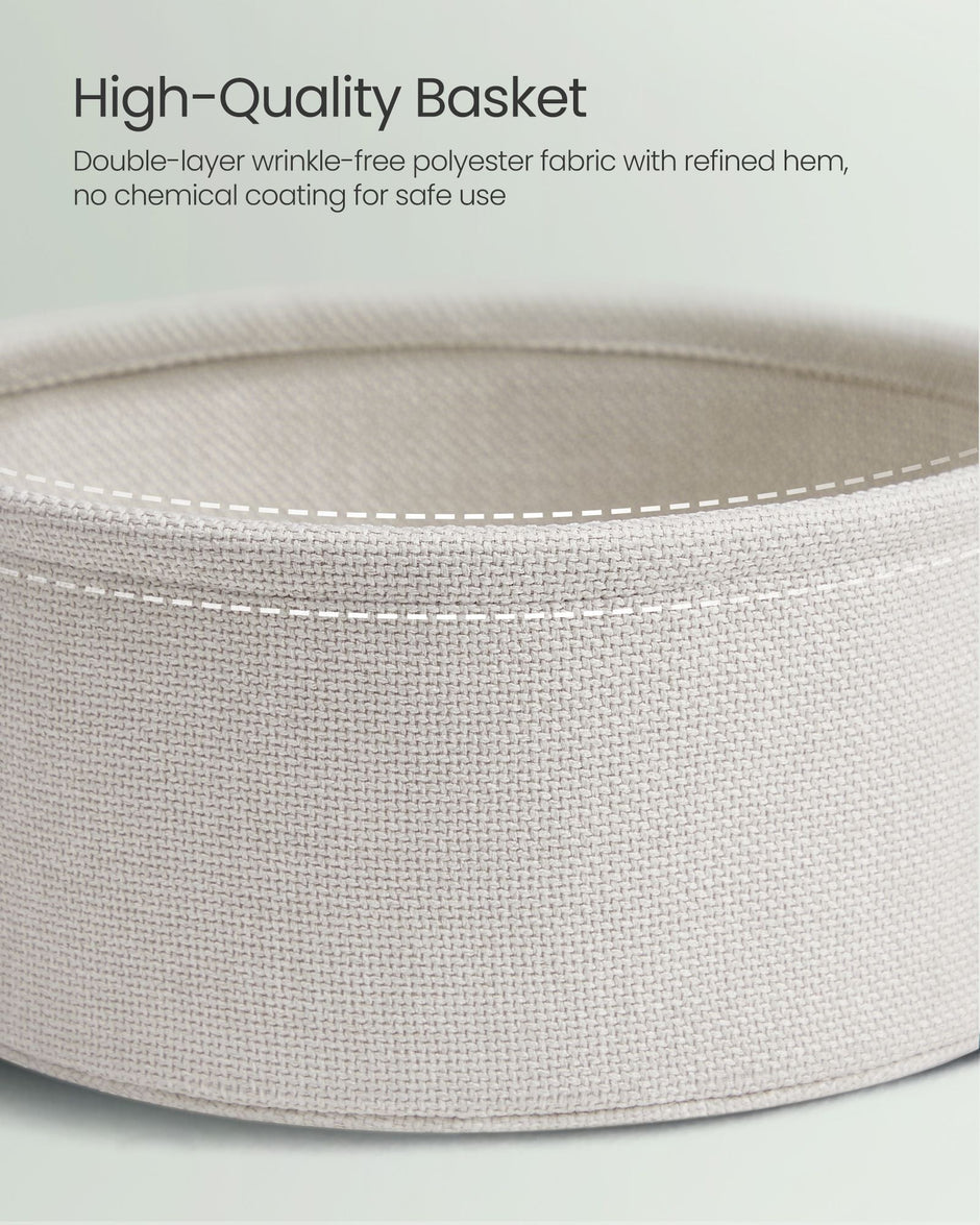 Round Side Table – Fabric – Laurel Green and Cream White – Spacious with Basket