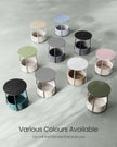 Round Side Table – Fabric – Laurel Green and Cream White – Spacious with Basket