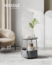 Round Side Table – Wood – Dove Grey and Slate Grey – Includes Fabric Basket