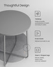 Round Side Table – Wood – Dove Grey and Slate Grey – Includes Fabric Basket