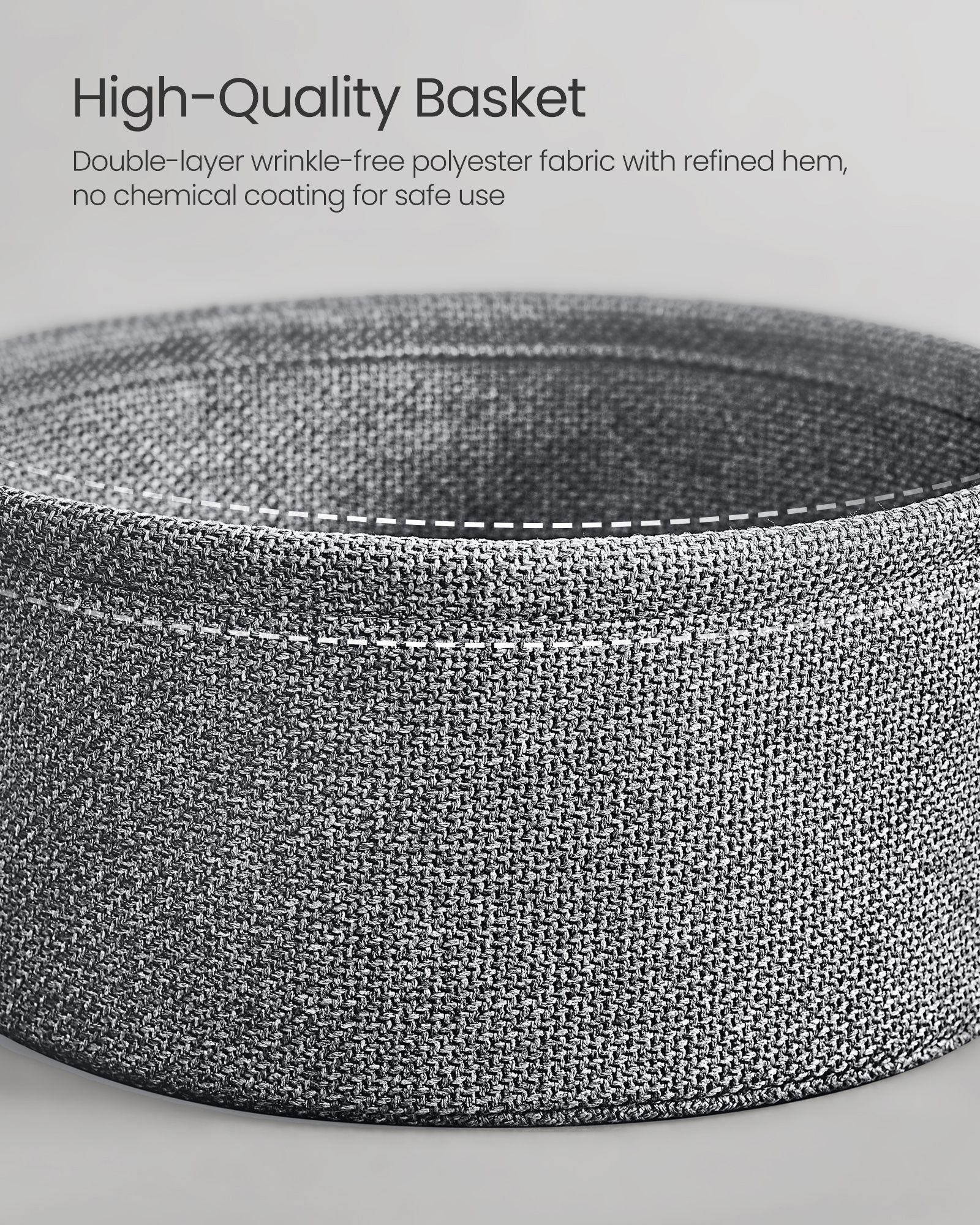 Round Side Table – Wood – Dove Grey and Slate Grey – Includes Fabric Basket